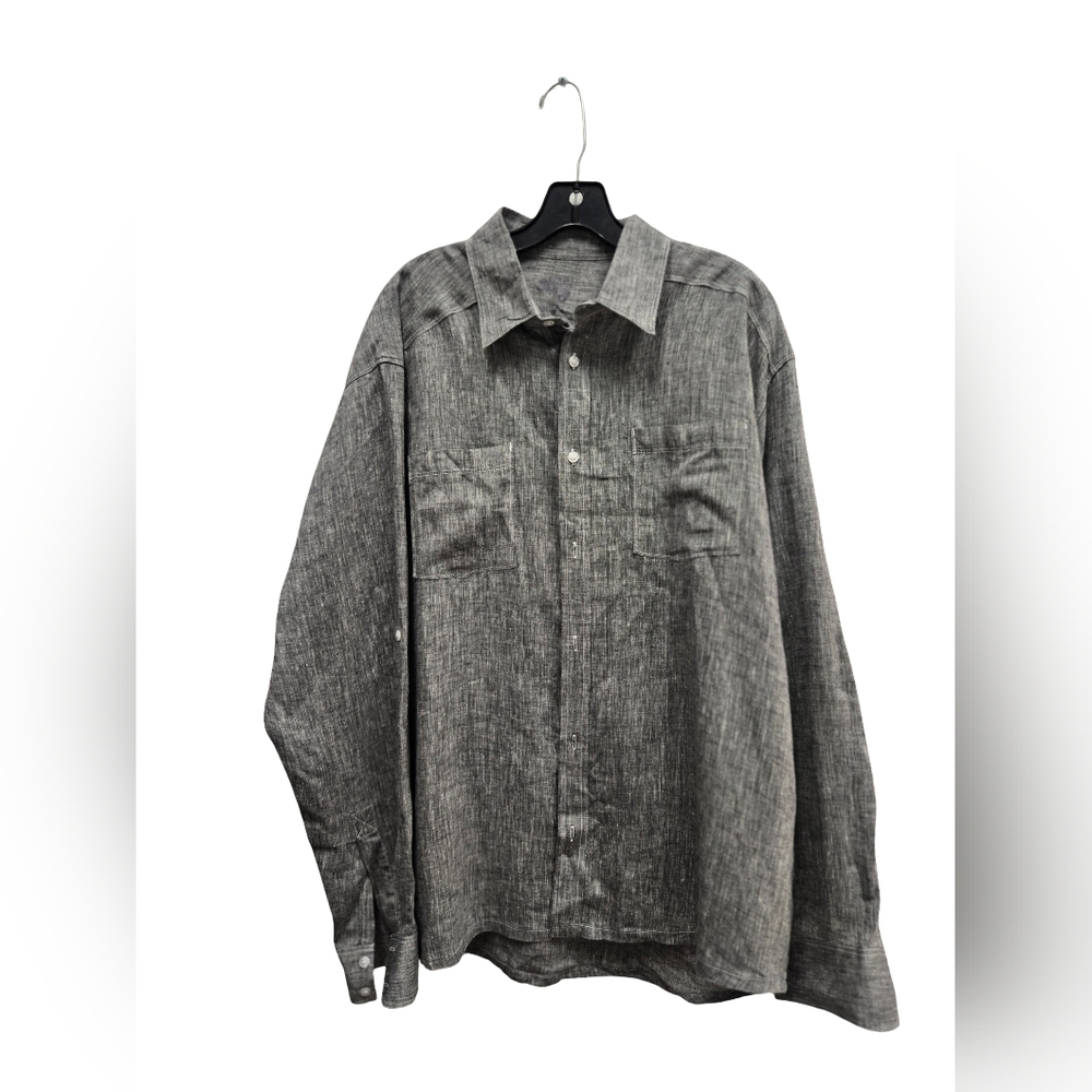 Ably Men’s Black & White Textured Button-Down Shirt – Size XL